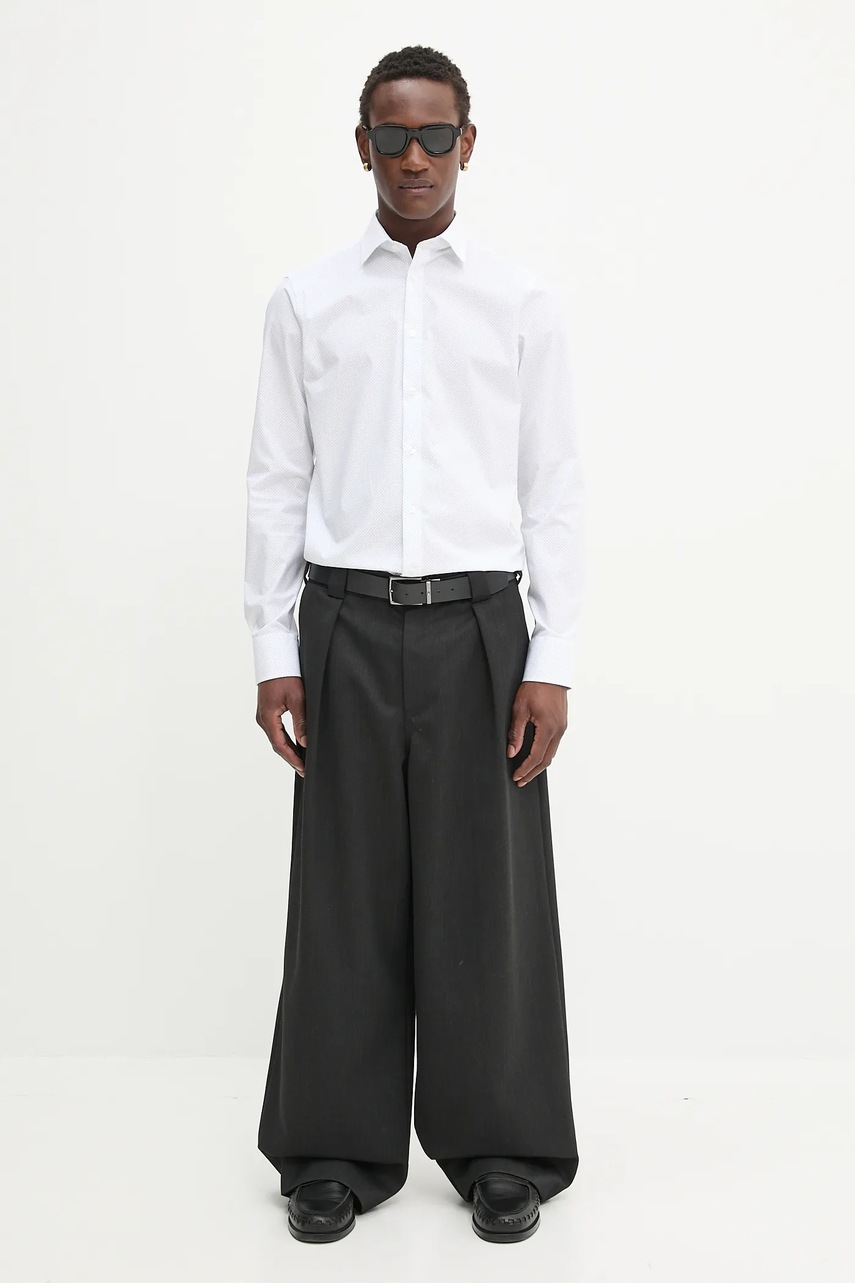 Рубашка Calvin Klein цвет белый slim итальянский воротник LV019EU029