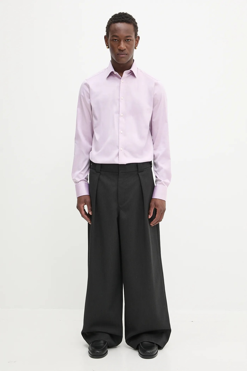 Рубашка Calvin Klein цвет розовый slim итальянский воротник LV019EU035