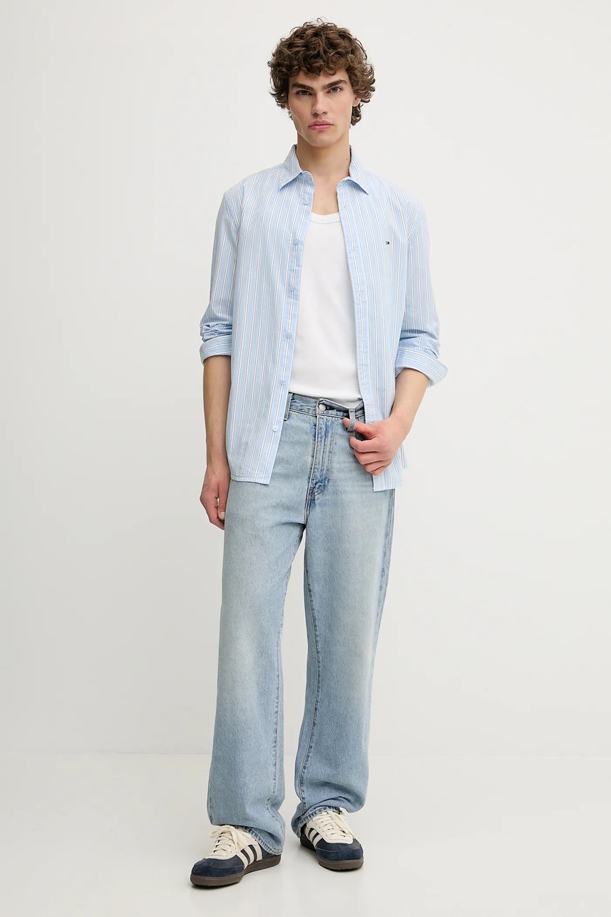 Хлопковая рубашка Tommy Jeans regular классический воротник DM0DM21693