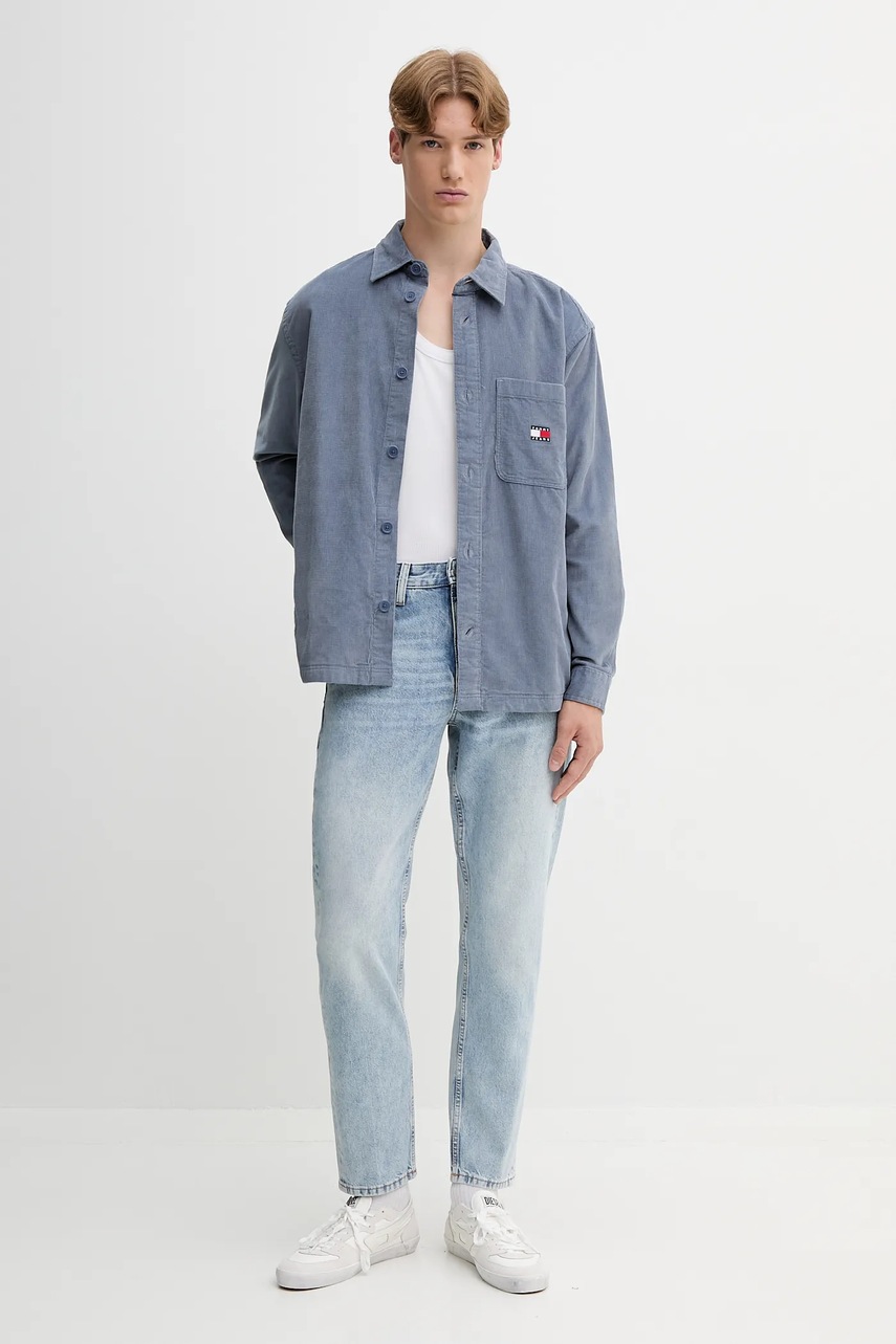 Хлопковая рубашка Tommy Jeans regular классический воротник DM0DM21698