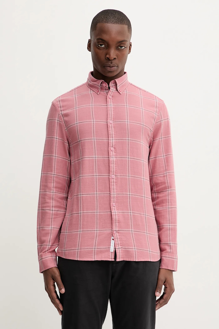 Tommy Jeans cămașă din bumbac culoarea portocaliu, regular, DM0DM21701