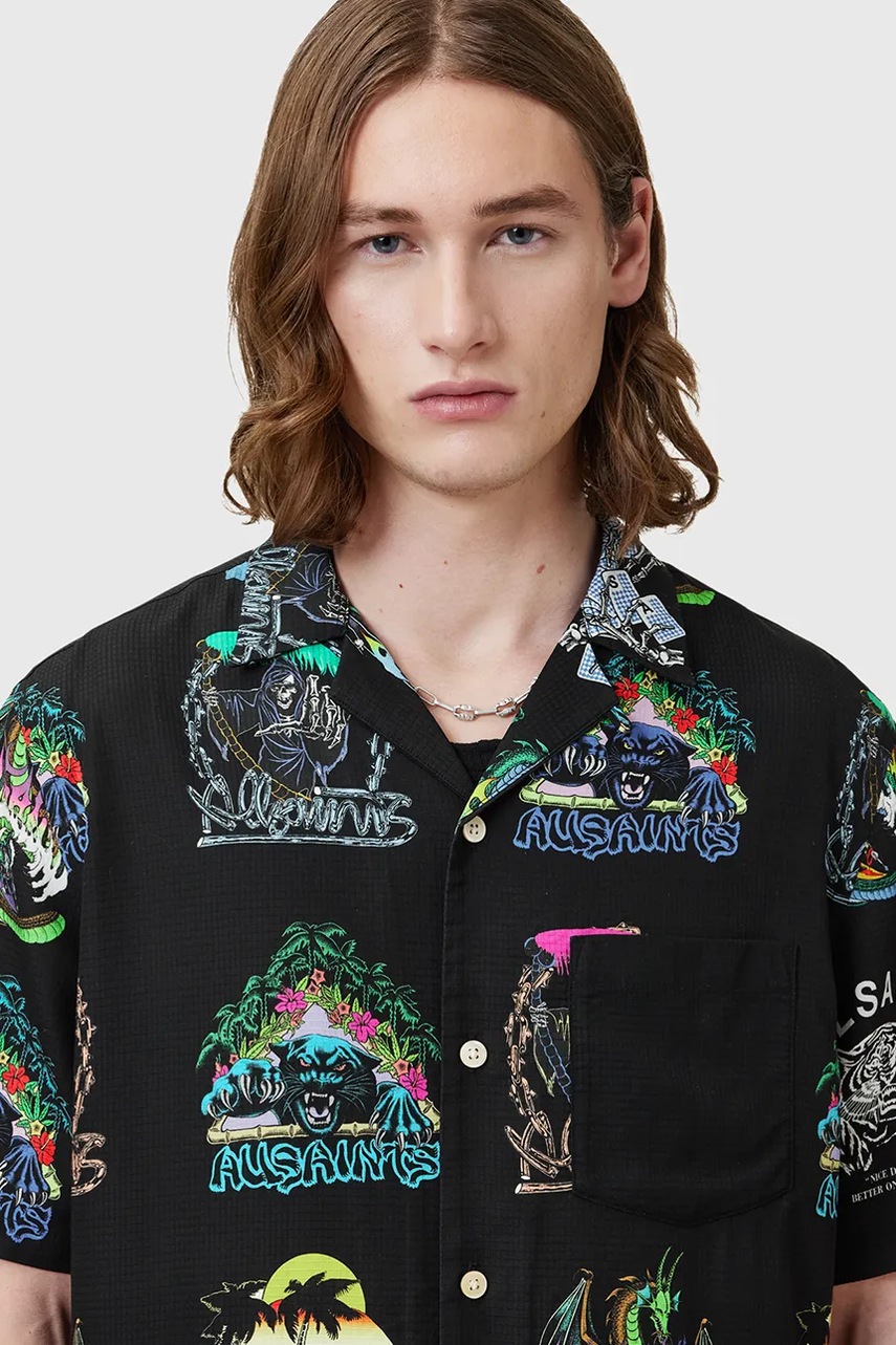 Рубашка AllSaints GNAR цвет чёрный relaxed M059SC
