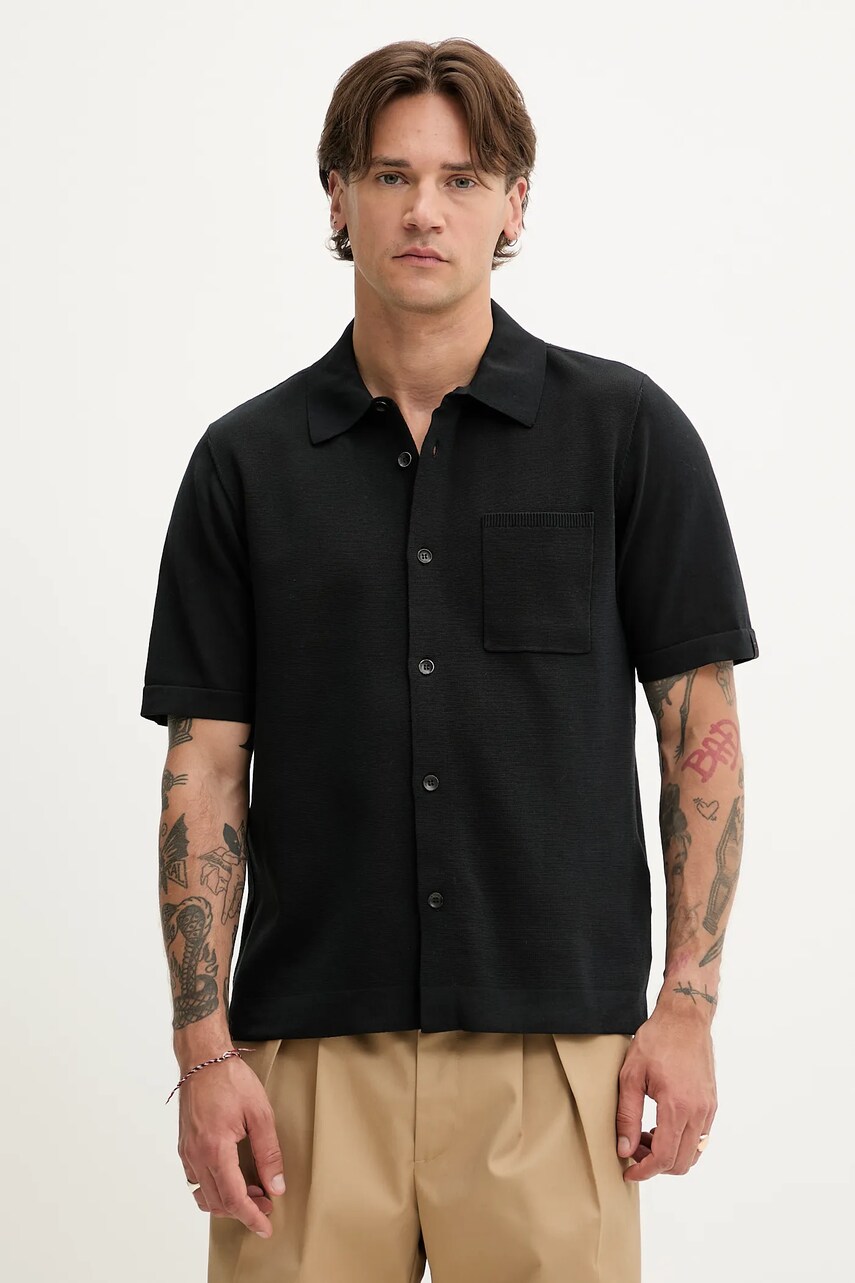 Levně Košile Rag & Bone pánská, černá barva, regular, MBS25P038LN38