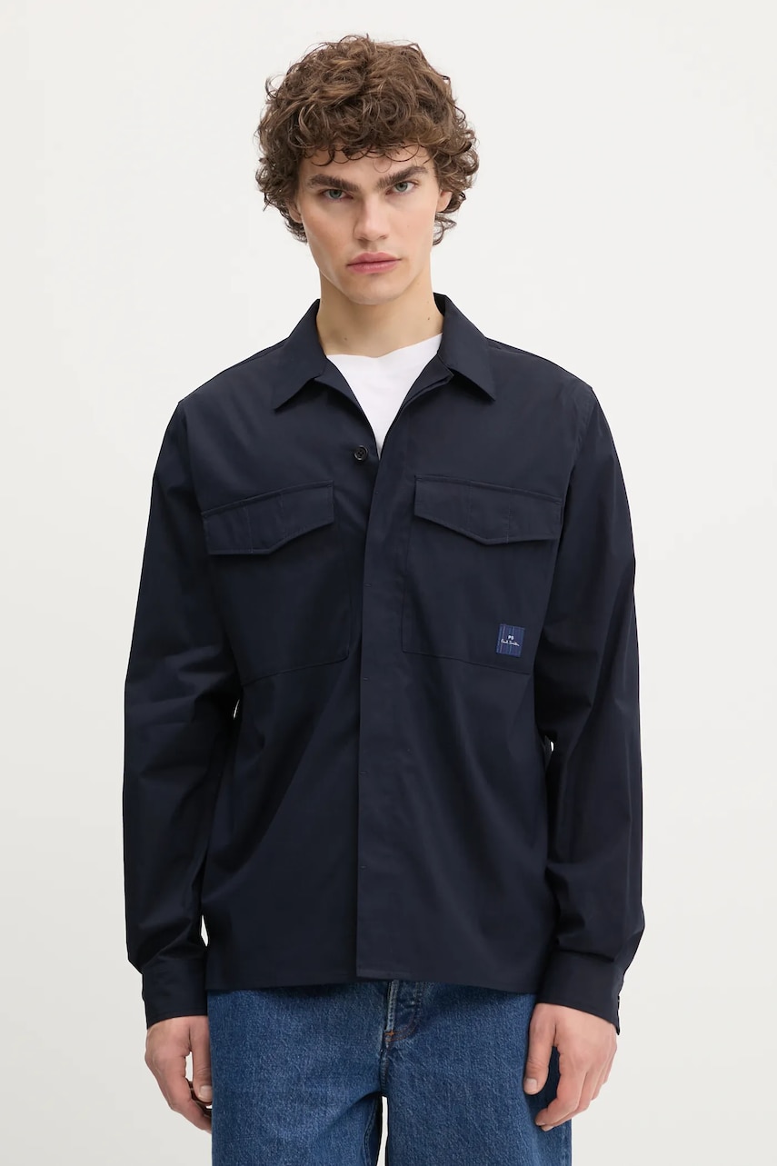 PS Paul Smith cămașă culoarea bleumarin, cu guler clasic, regular, M2R-615Z-T21951