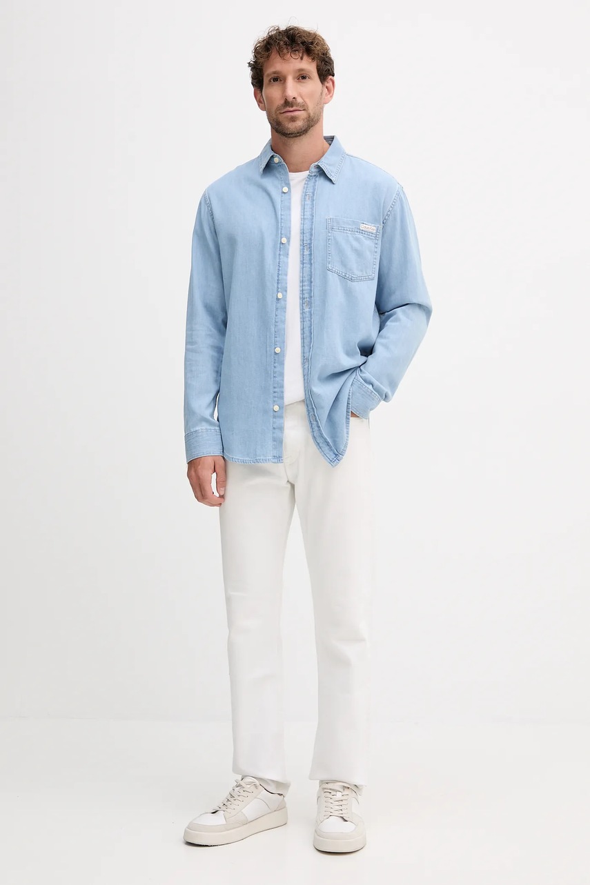 Хлопковая рубашка Calvin Klein Jeans regular классический воротник LV040BM796 Хлопковая рубашка Calvin Klein Jeans regular классический воротник LV040BM796