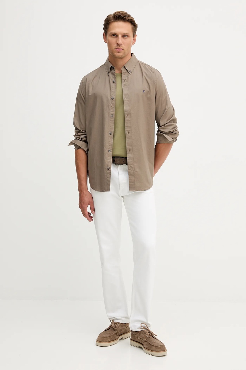 Рубашка Calvin Klein Jeans цвет белый regular воротник button-down LV140EM125