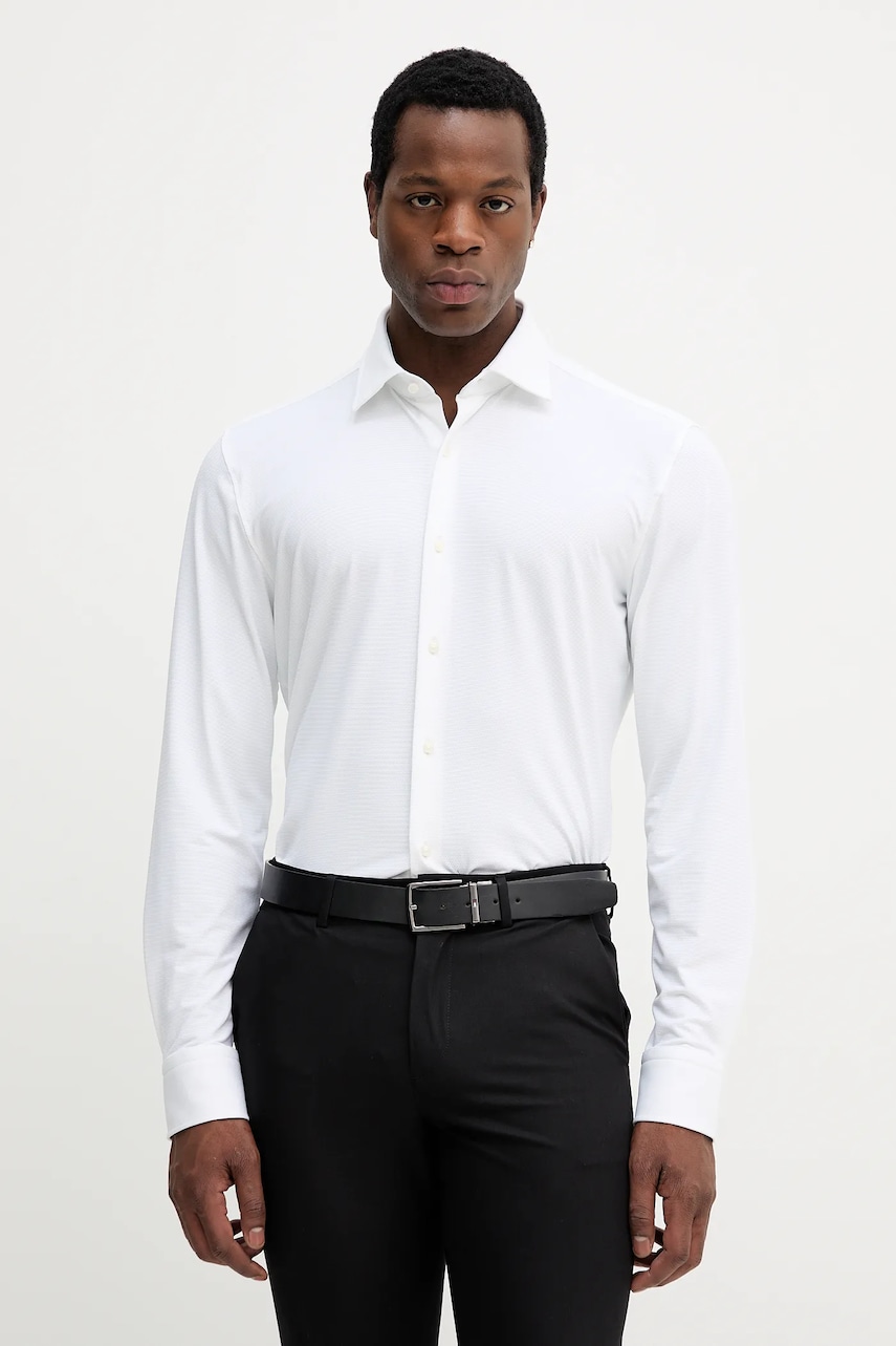 BOSS cămașă culoarea alb, cu guler italian, slim, 50545163