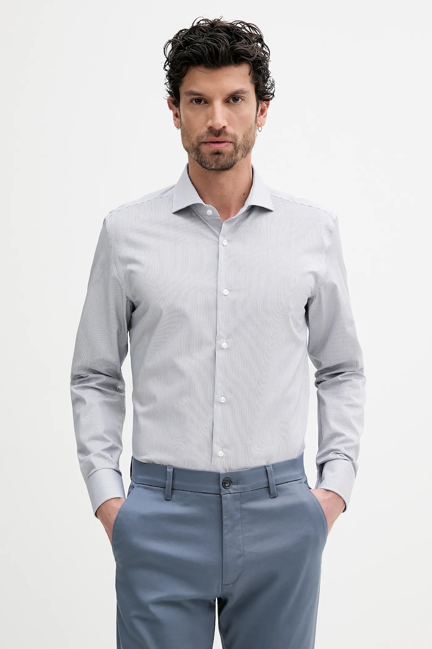 BOSS camasa din bumbac culoarea albastru marin, cu guler clasic, slim, 50545826