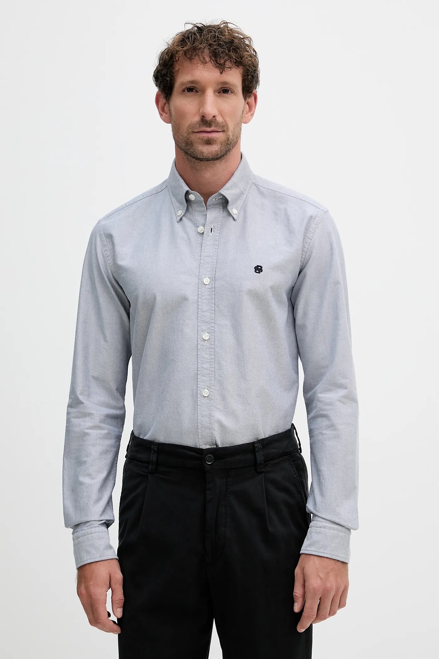 BOSS cămașă din bumbac culoarea bleumarin, slim, 50544951