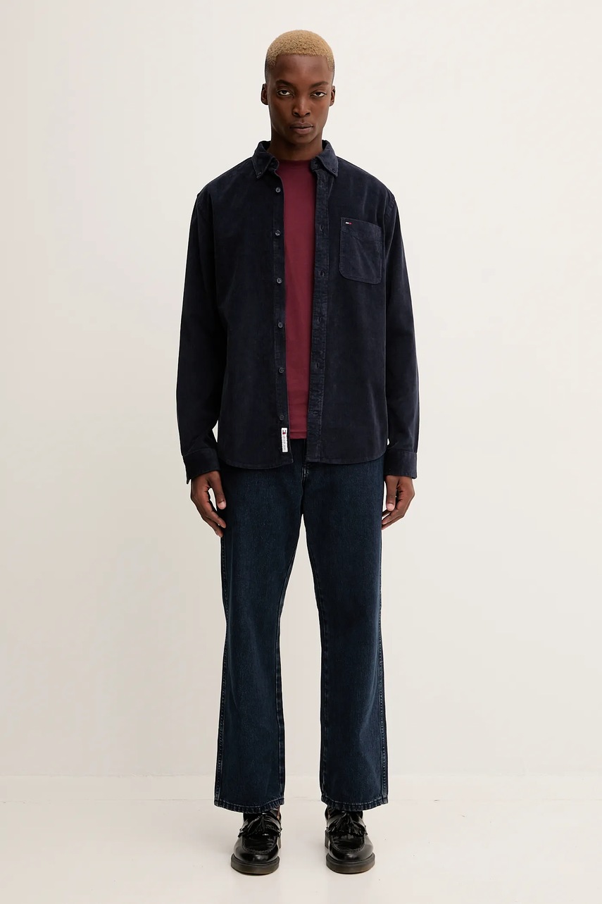 Вельветовая рубашка Tommy Jeans цвет синий regular DM0DM22021