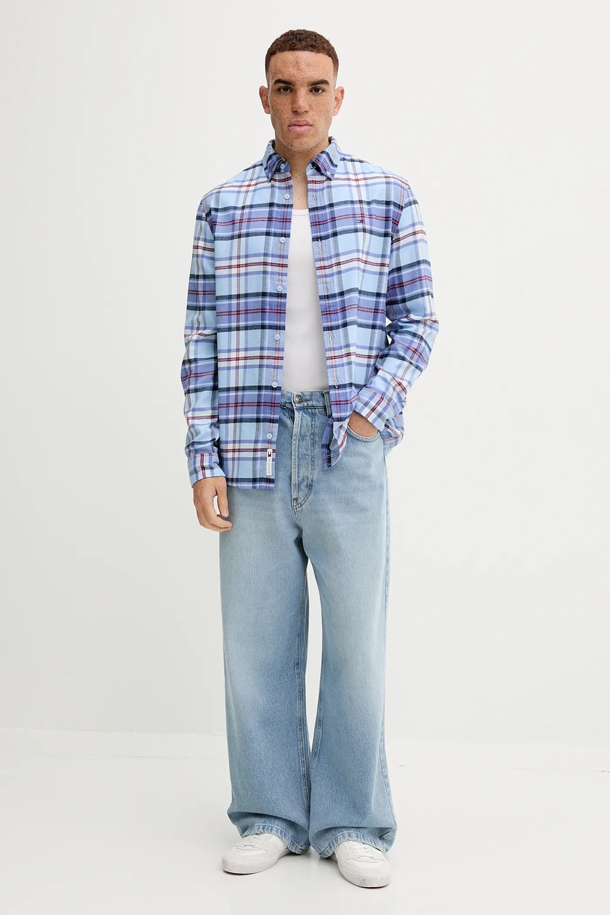 Хлопковая рубашка Tommy Jeans regular воротник button-down DM0DM22024
