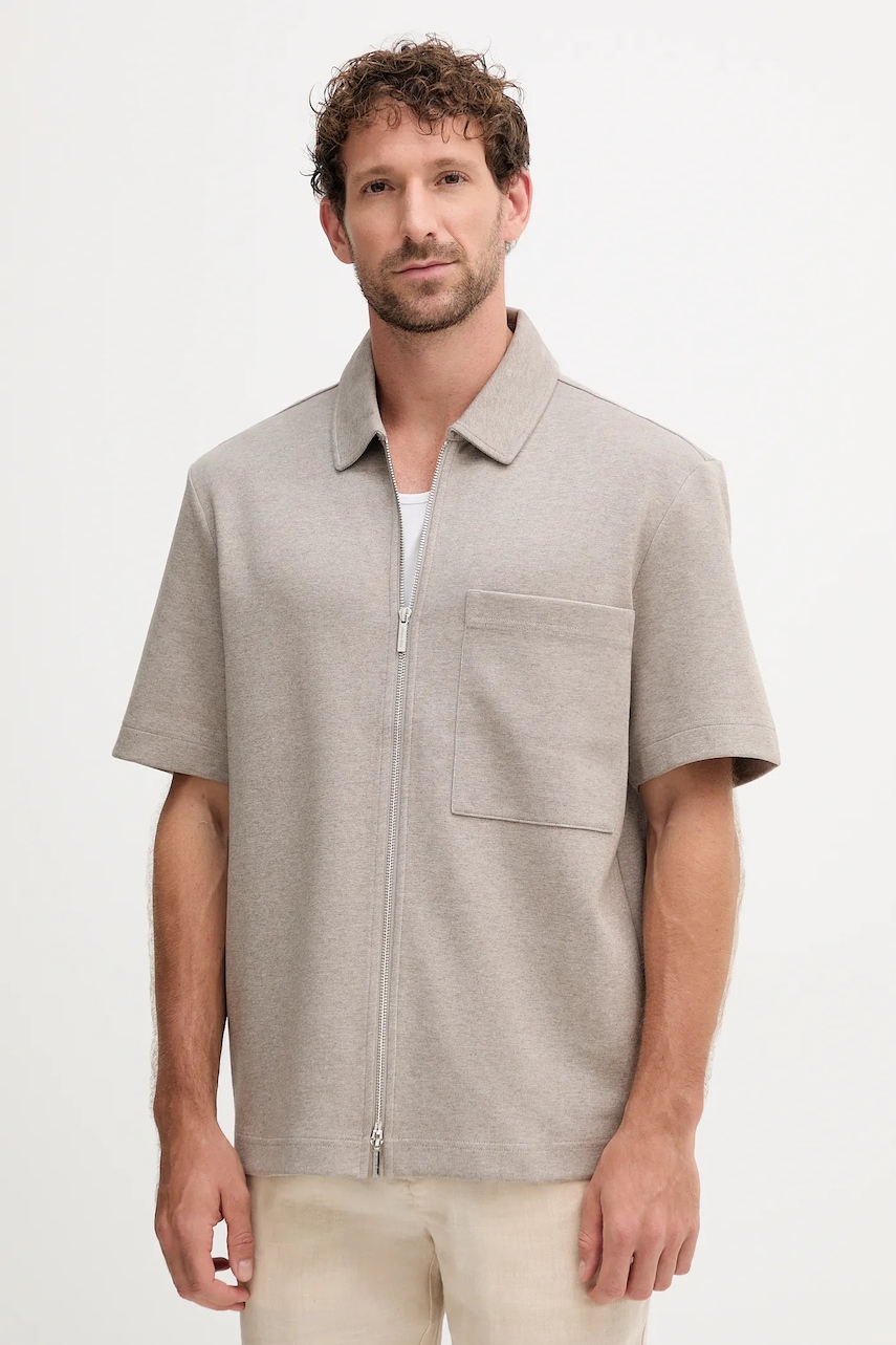 Michael Kors cămașă culoarea bej, cu guler clasic, regular, CS552H85MF