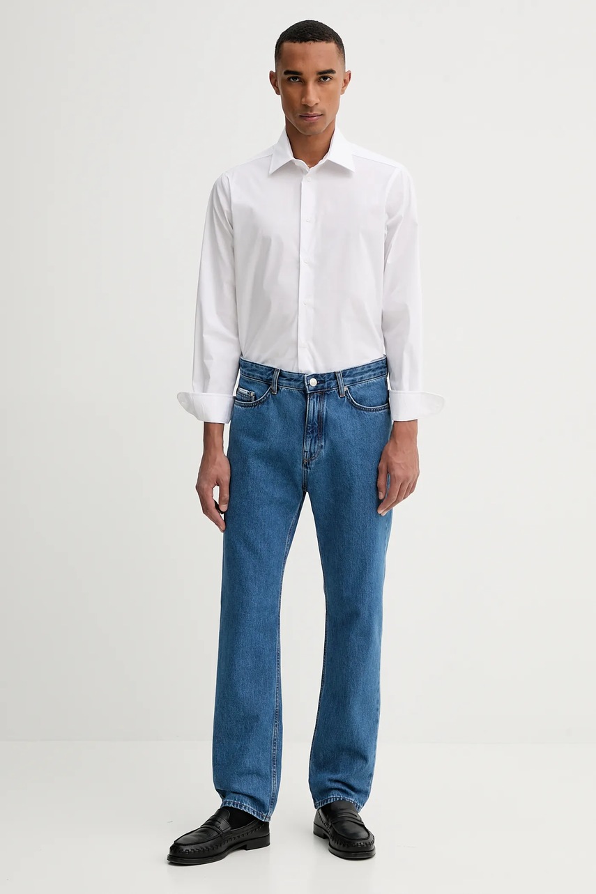 Рубашка United Colors of Benetton цвет белый regular классический воротник 551MUQ049