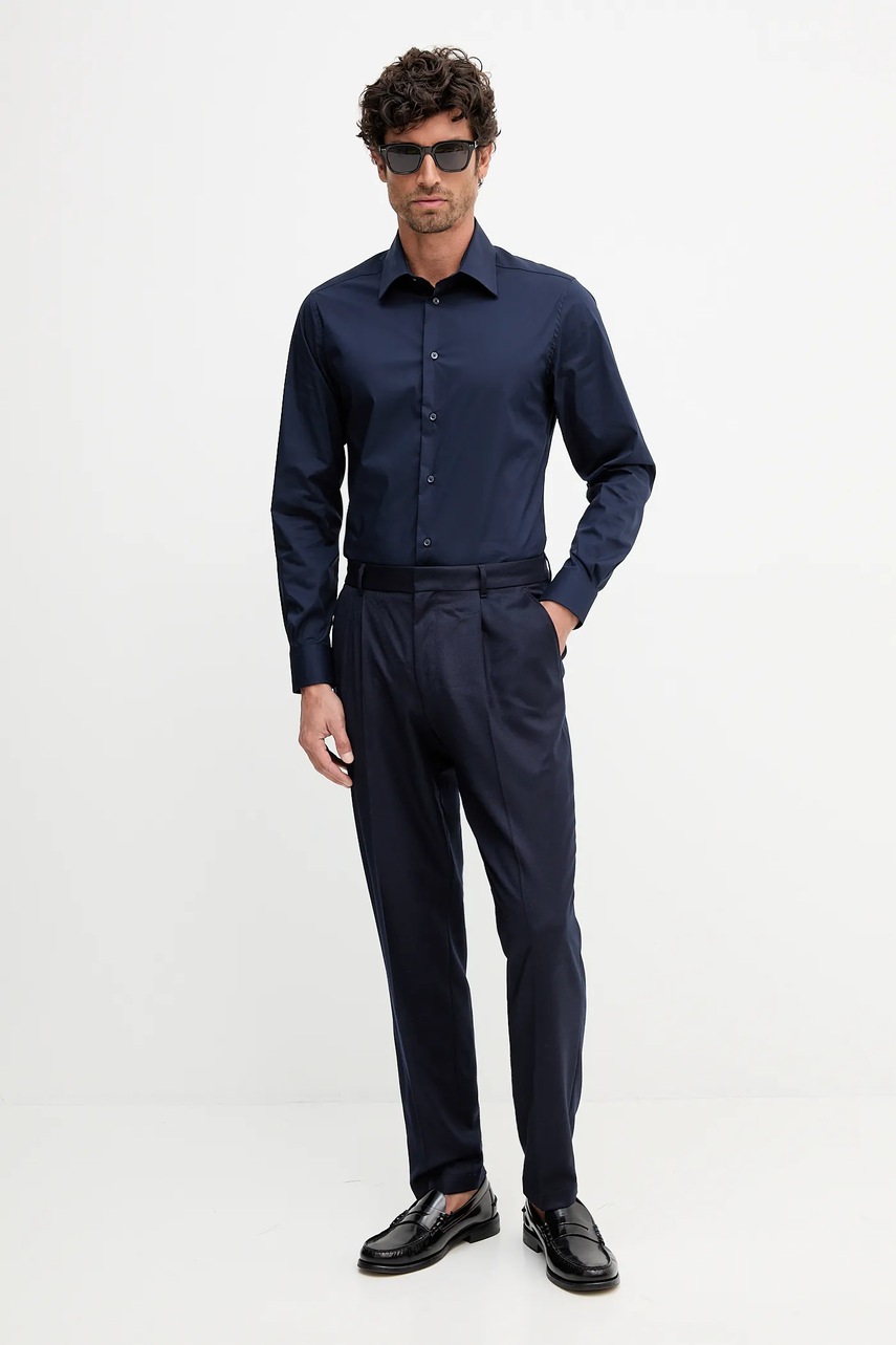 Рубашка United Colors of Benetton цвет синий regular классический воротник 551MUQ049