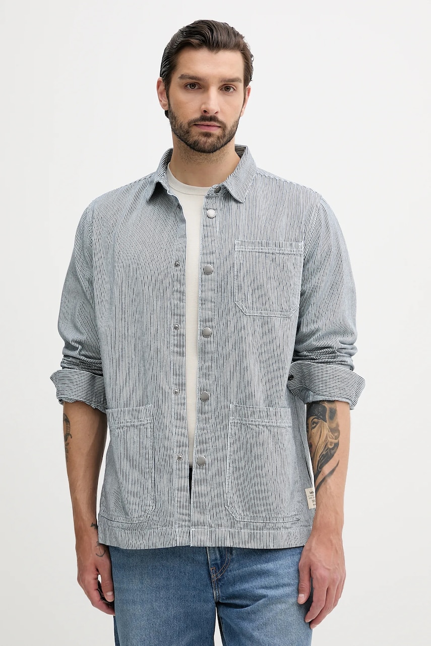 Barbour cămașă din bumbac TINDALE culoarea bleumarin, cu guler clasic, relaxed, MOS0435