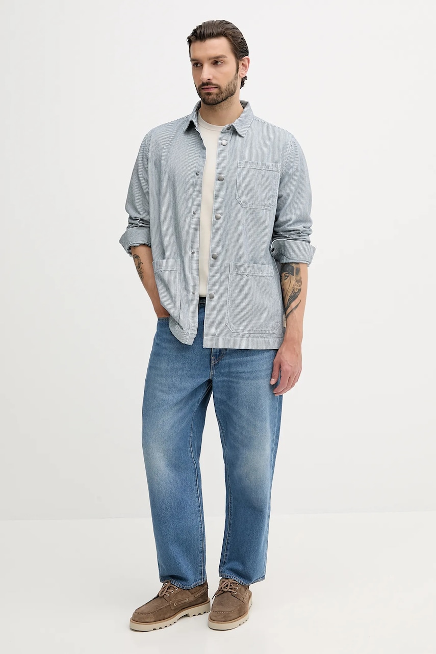 Хлопковая рубашка Barbour TINDALE цвет синий relaxed классический воротник MOS0435 Хлопковая рубашка Barbour TINDALE цвет синий relaxed классический воротник MOS0435