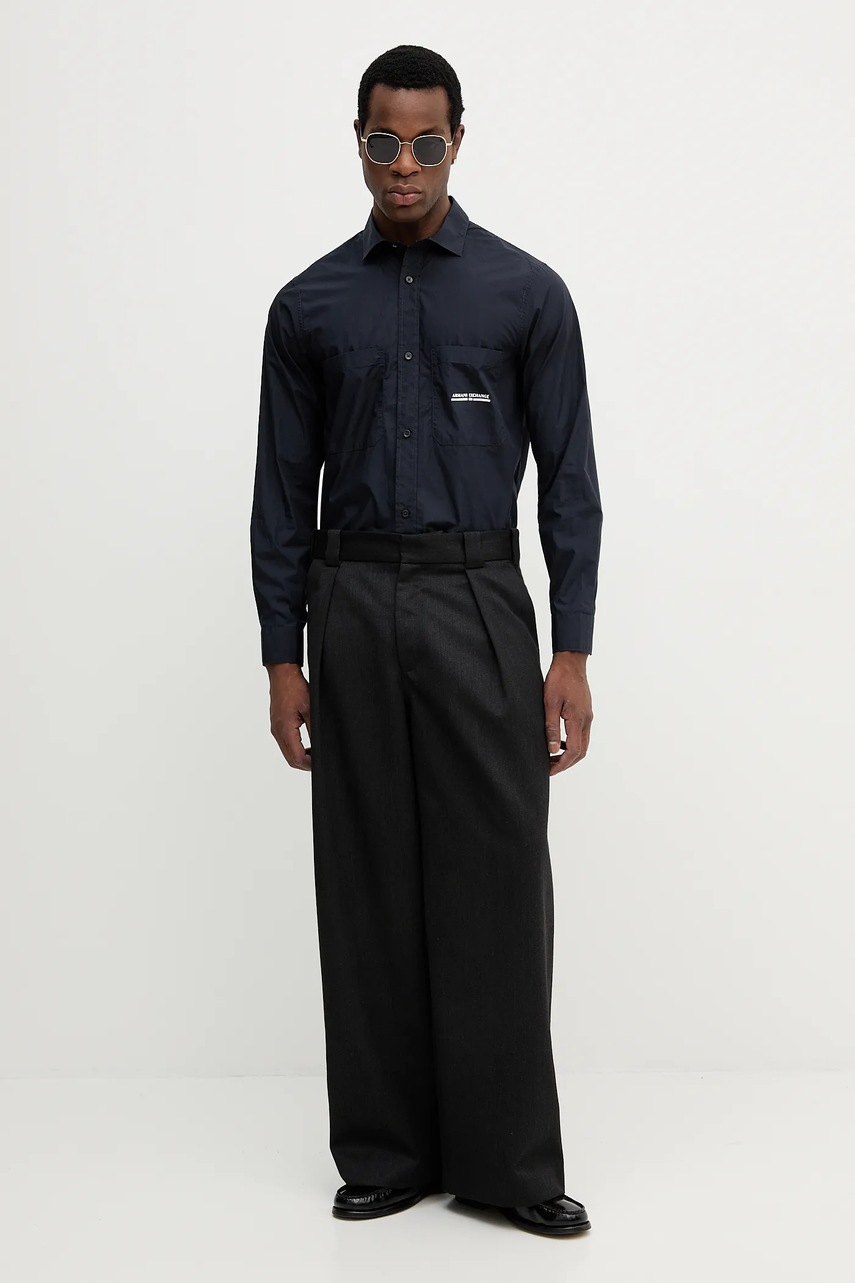 Хлопковая рубашка Armani Exchange цвет синий regular классический воротник XM000959 AF12994
