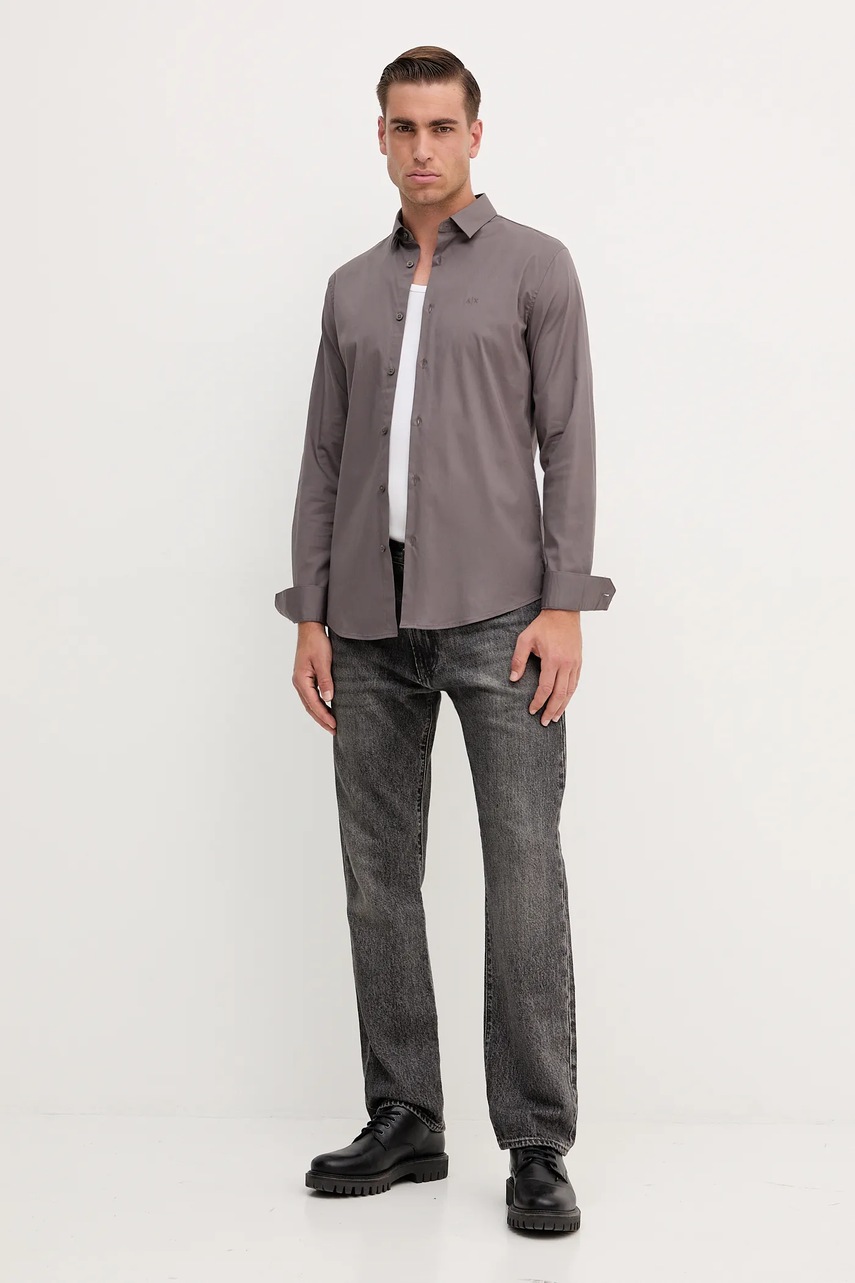 Рубашка Armani Exchange цвет серый regular классический воротник 8NZC31 ZN28Z
