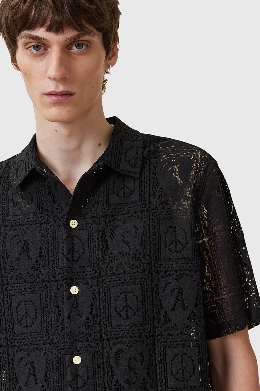 Рубашка AllSaints NETLEY цвет чёрный relaxed классический воротник M028SD