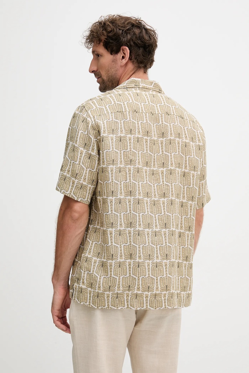 Πουκάμισο από λινό Frescobol Carioca ανδρικό, χρώμα: πράσινο, 2593.843 φωτογραφία