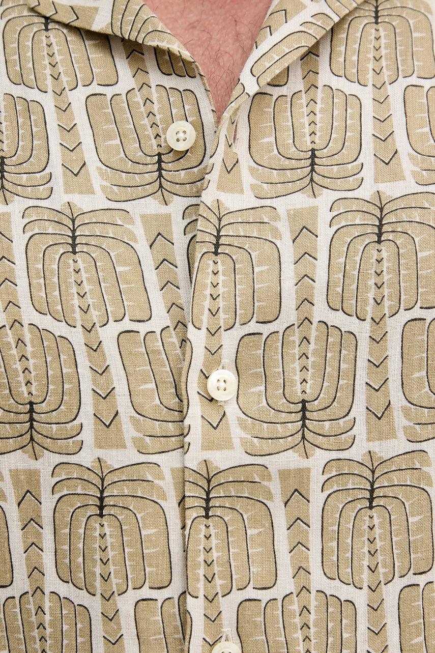 Πουκάμισο από λινό Frescobol Carioca ανδρικό, χρώμα: πράσινο, 2593.843 φωτογραφία