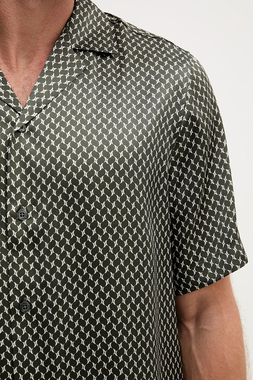 Μεταξωτό πουκάμισο Frescobol Carioca ανδρικό, χρώμα: πράσινο, 2594.840 φωτογραφία