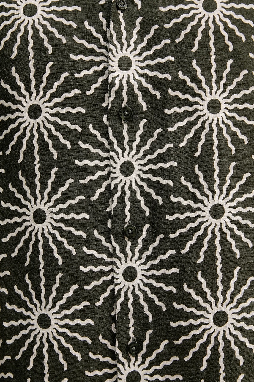 Πουκάμισο από λινό Frescobol Carioca ανδρικό, χρώμα: πράσινο, 2592.840 φωτογραφία