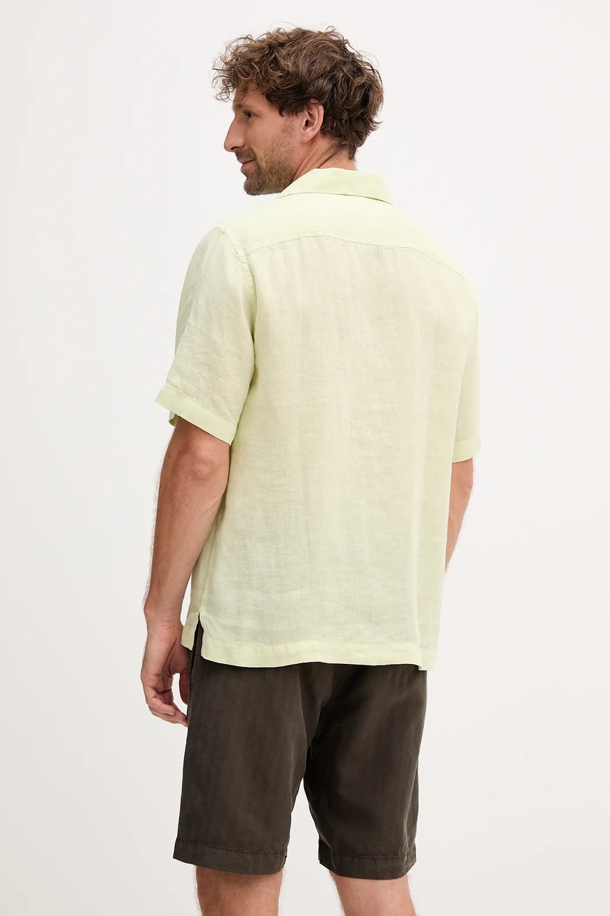 Πουκάμισο από λινό Frescobol Carioca ανδρικό, χρώμα: πράσινο, 2533.432 φωτογραφία