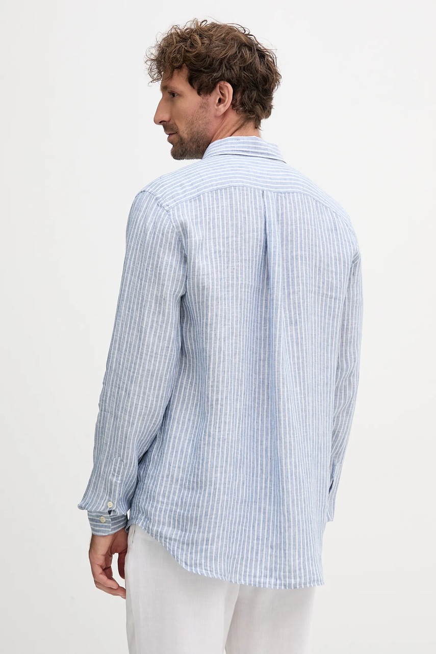 Πουκάμισο από λινό Frescobol Carioca ανδρικό, χρώμα: μπλε, 2589.683 φωτογραφία