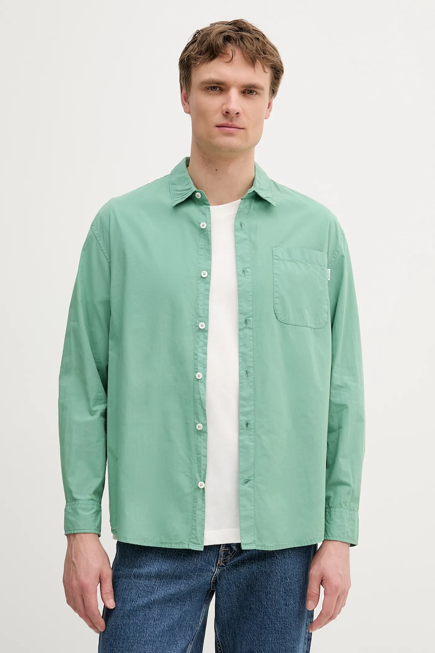 Pepe Jeans cămașă din bumbac culoarea verde, cu guler clasic, relaxed, PM309075 - 0 | YEO