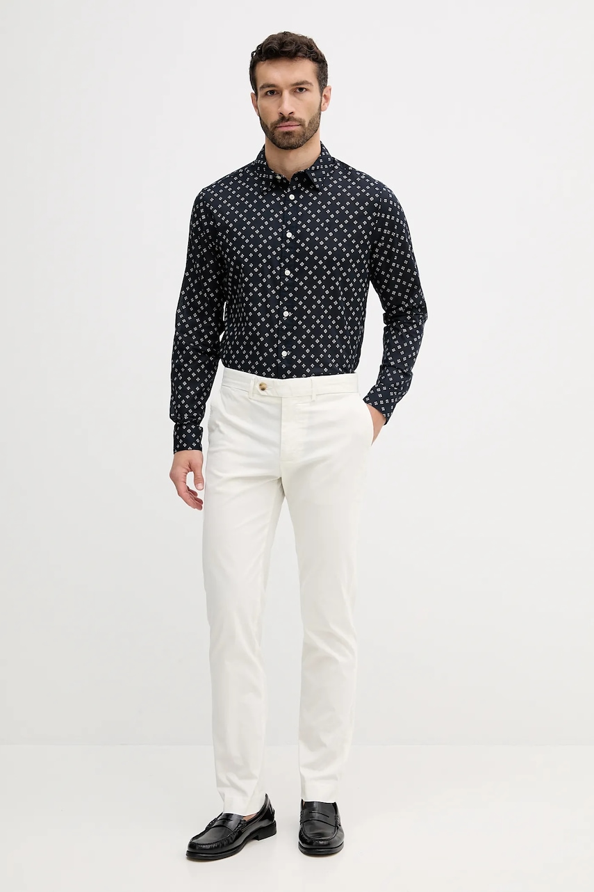 Хлопковая рубашка Pepe Jeans цвет синий regular классический воротник PM309093 Хлопковая рубашка Pepe Jeans цвет синий regular классический воротник PM309093