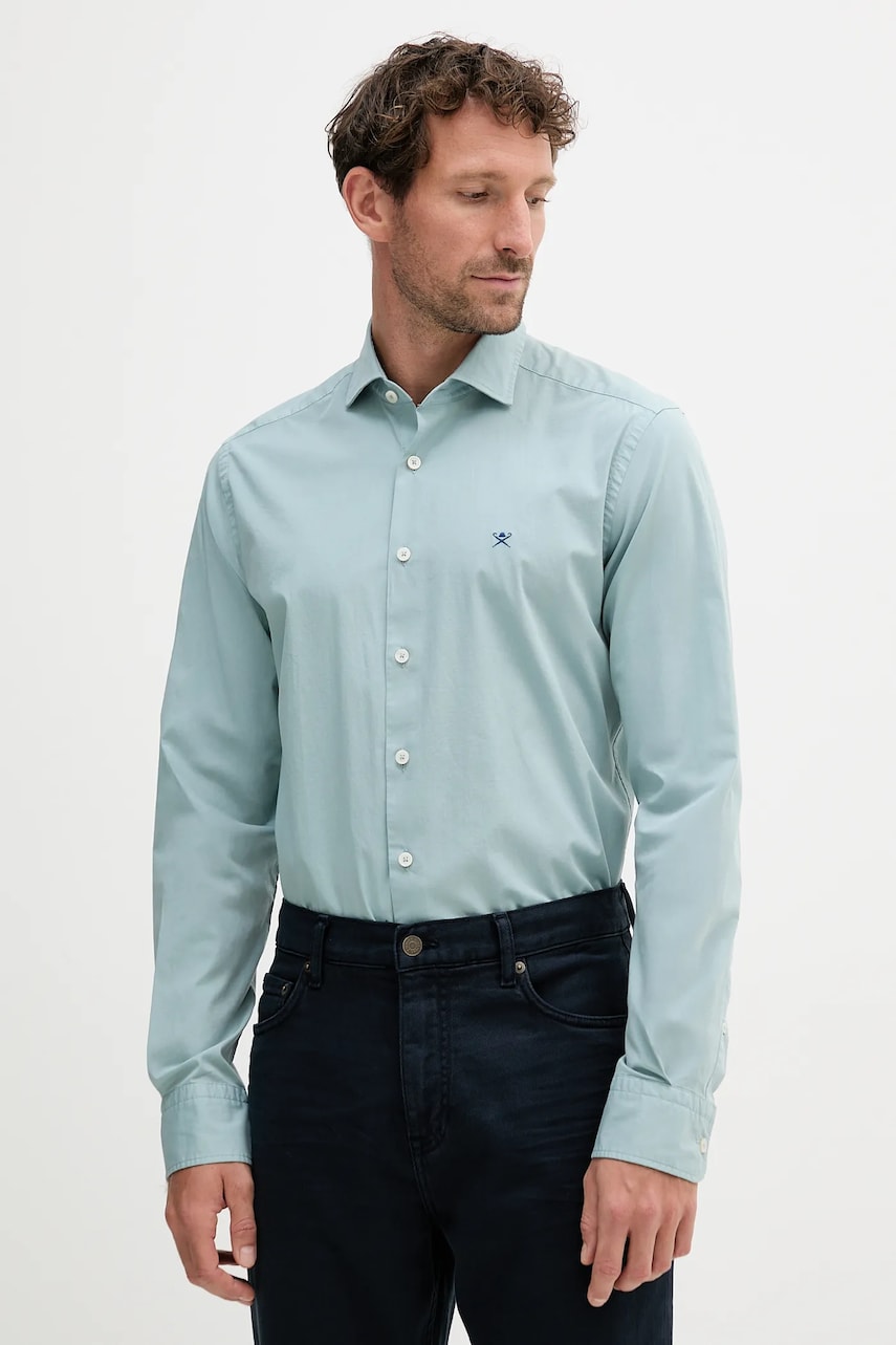 Levně Košile Hackett London pánská, šedá barva, slim, s italským límcem, HM3010359