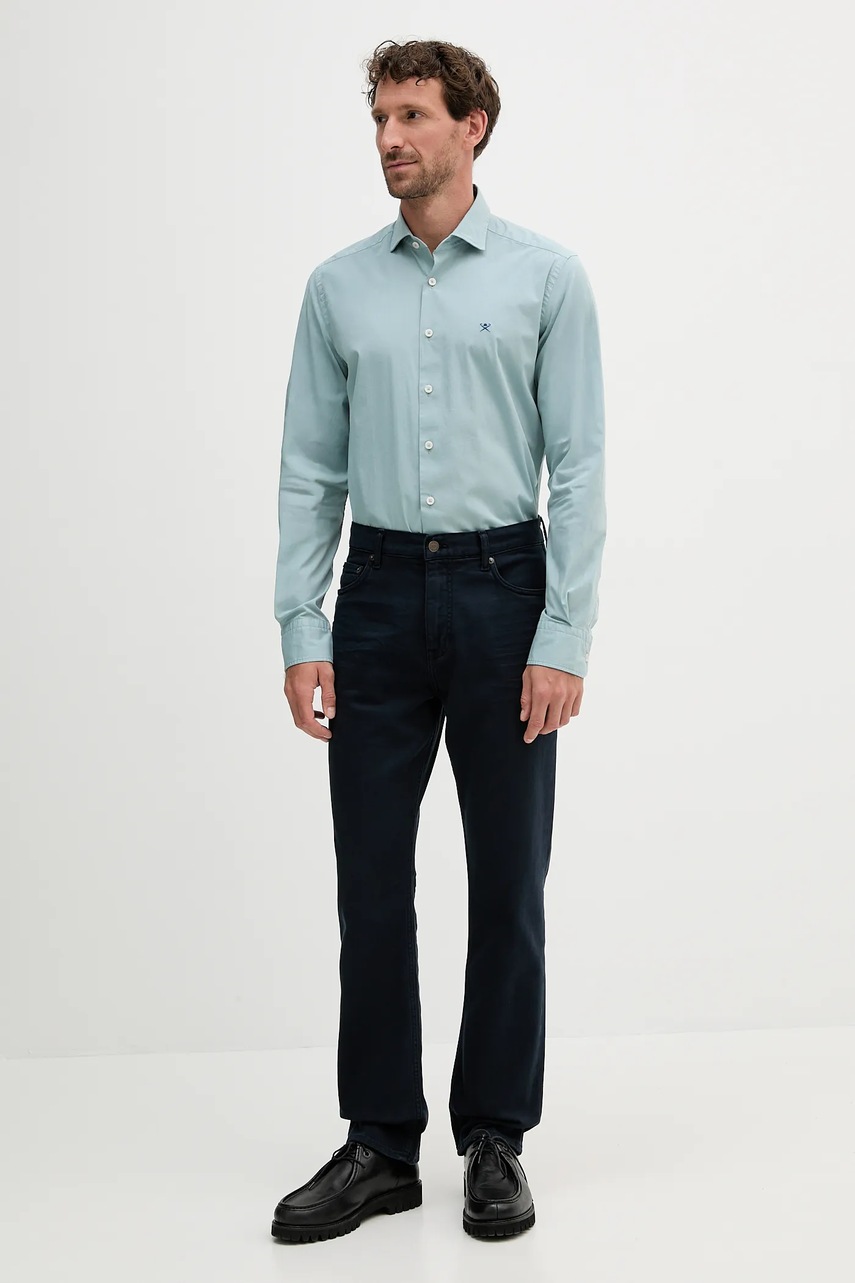 Рубашка Hackett London цвет серый slim итальянский воротник HM3010359