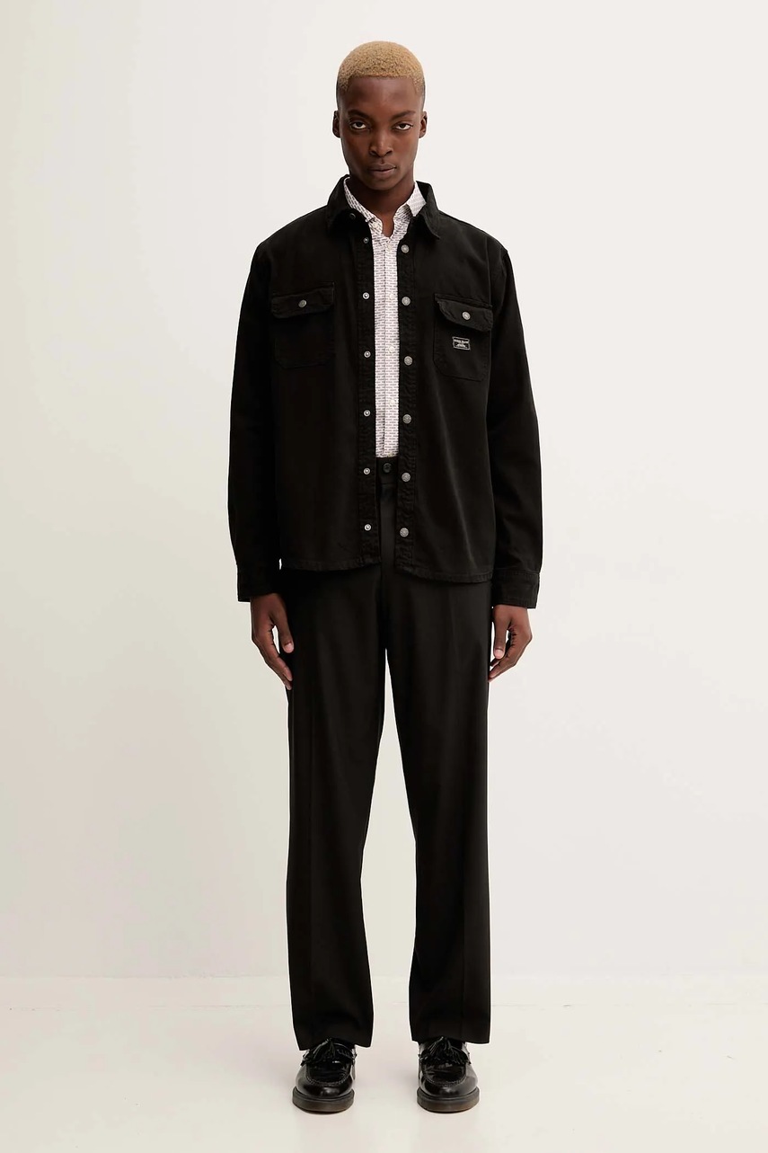 Джинсовая рубашка Guess Jeans цвет чёрный regular классический воротник M5YH66 WHFR1