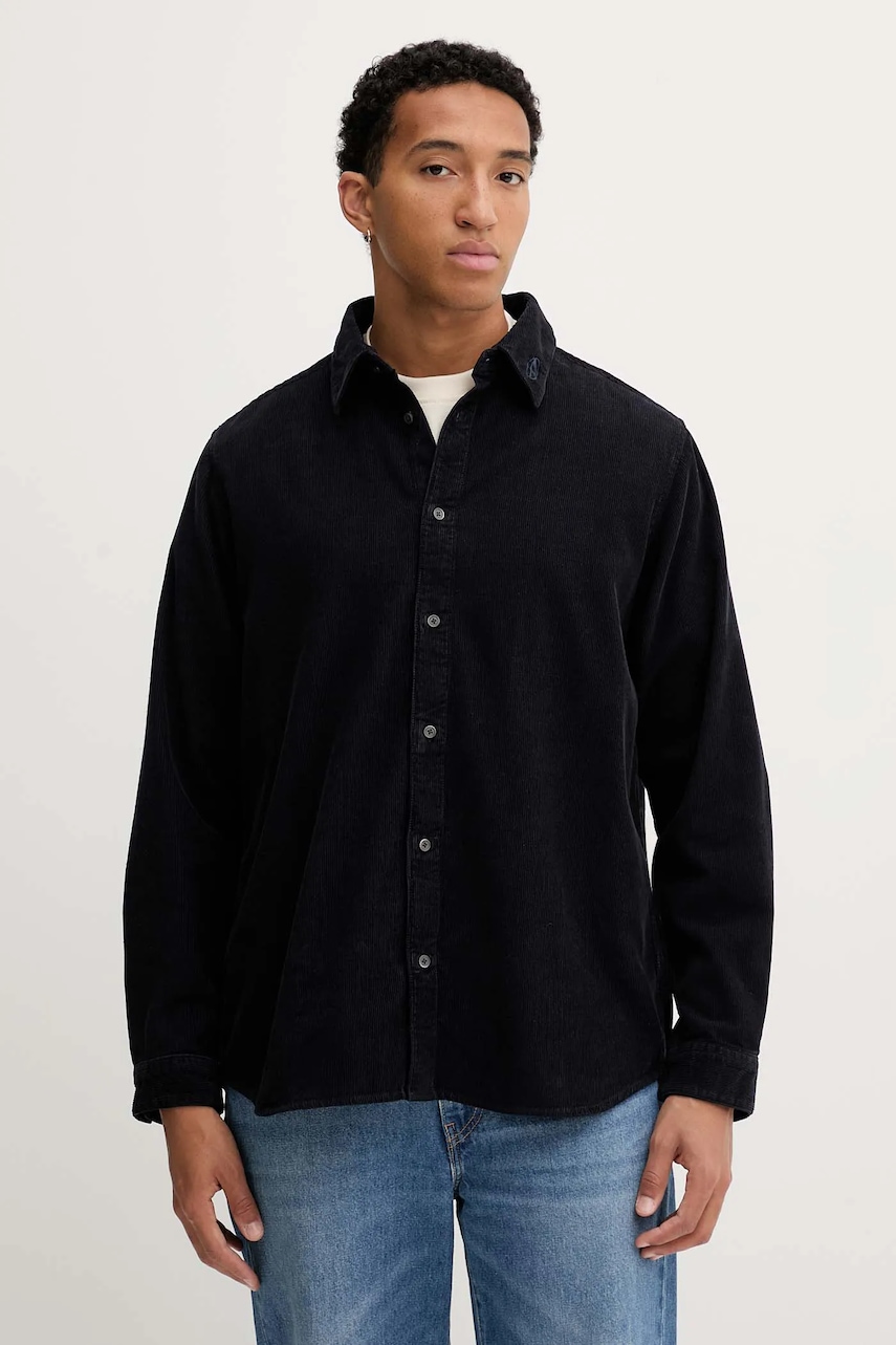 Diesel cămașă din velur S-SIMPLY-AJFQ culoarea bleumarin, cu guler clasic, regular, A19384.0AJFQ