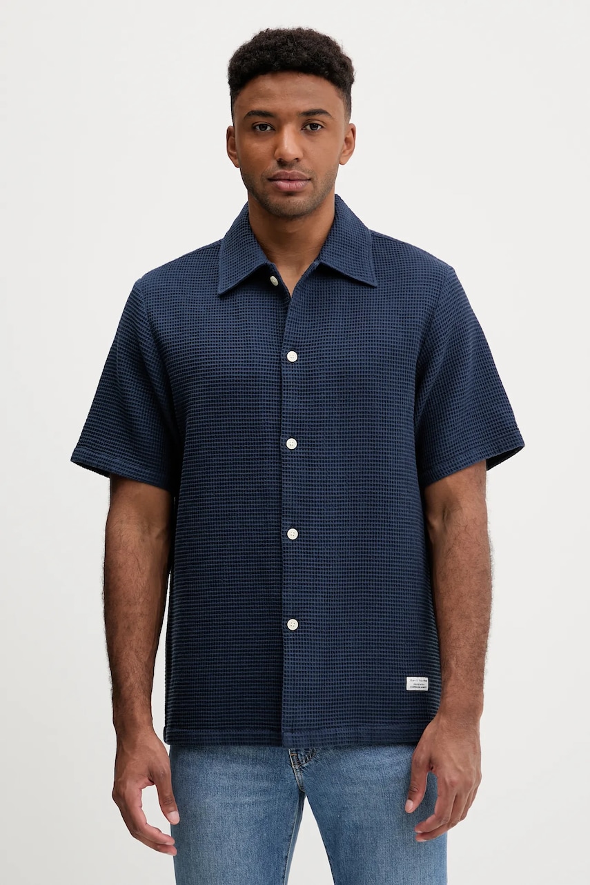 Marc O\'Polo cămașă din bumbac culoarea albastru marin, cu guler clasic, regular, 5000006546