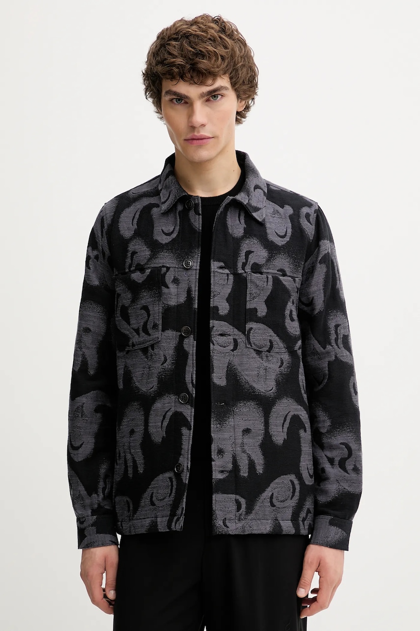 Levně Košile PS Paul Smith pánská, černá barva, regular, s klasickým límcem, M2R-955U-T22505