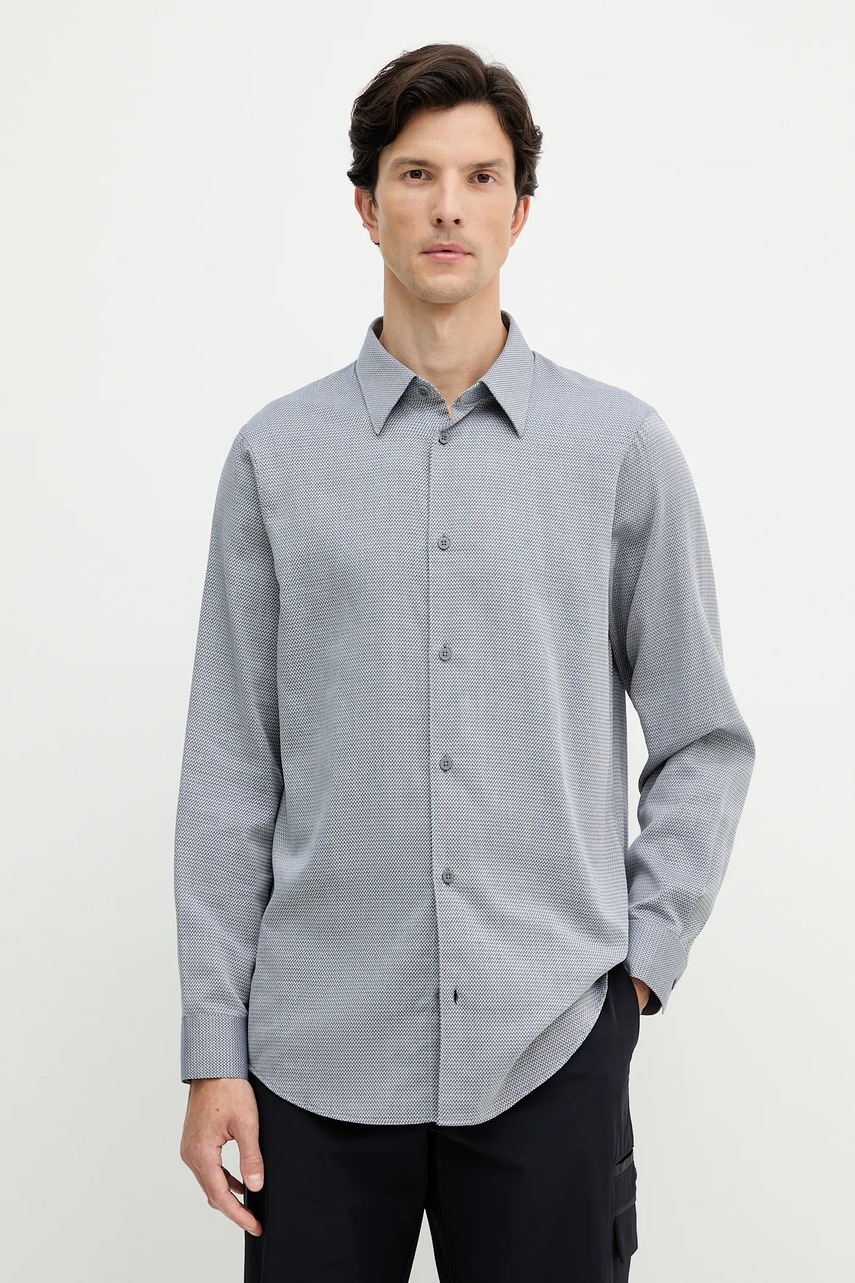 Levně Bavlněná košile Armani Exchange pánská, modrá barva, regular, s klasickým límcem, XM001869 AF18837
