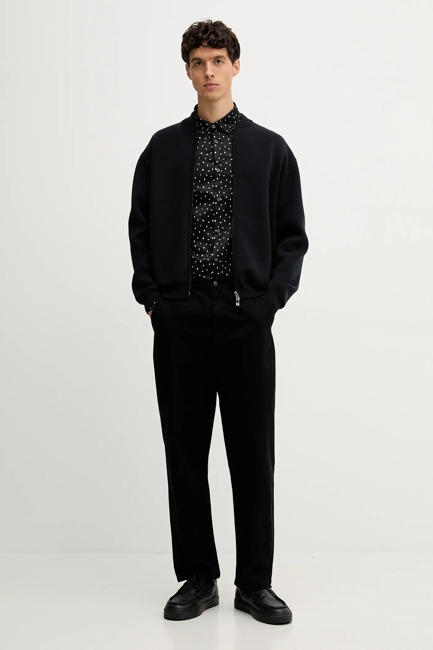 Хлопковая рубашка Armani Exchange цвет чёрный regular классический воротник XM001942 AF19194