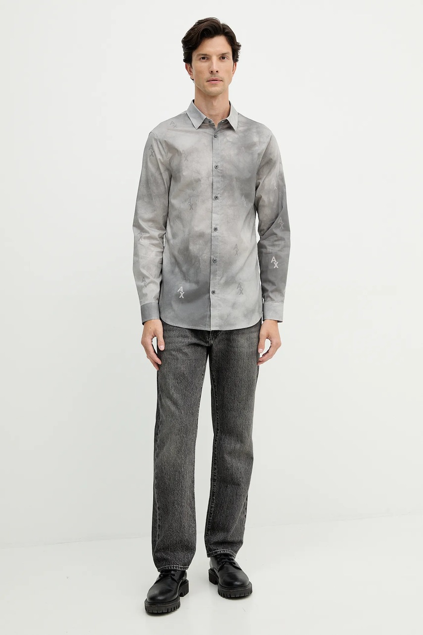 Рубашка Armani Exchange цвет серый regular классический воротник XM001956 AF13184