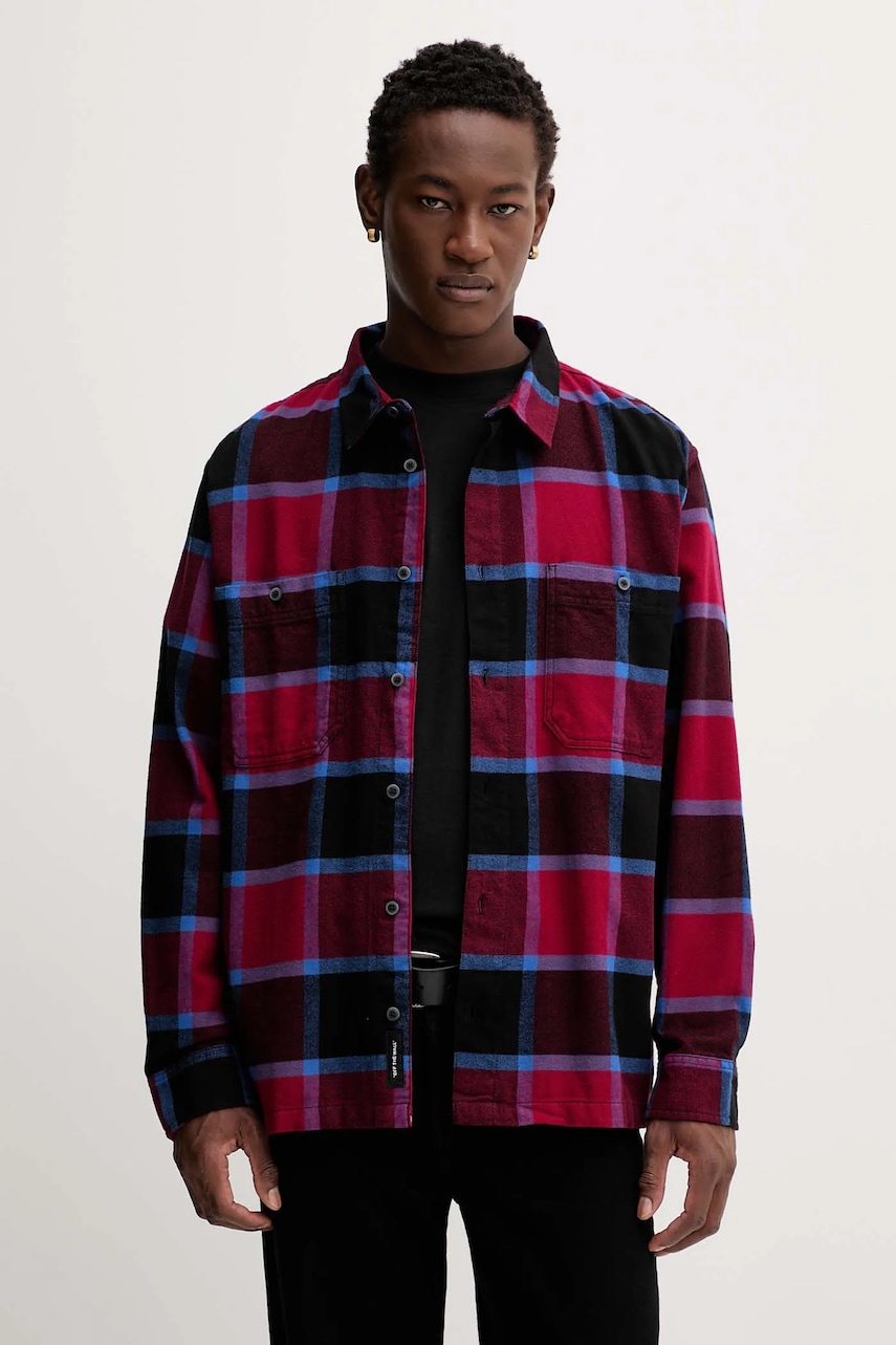 Vans cămașă din bumbac culoarea bordo, cu guler clasic, relaxed, VN000P7ZF0G1