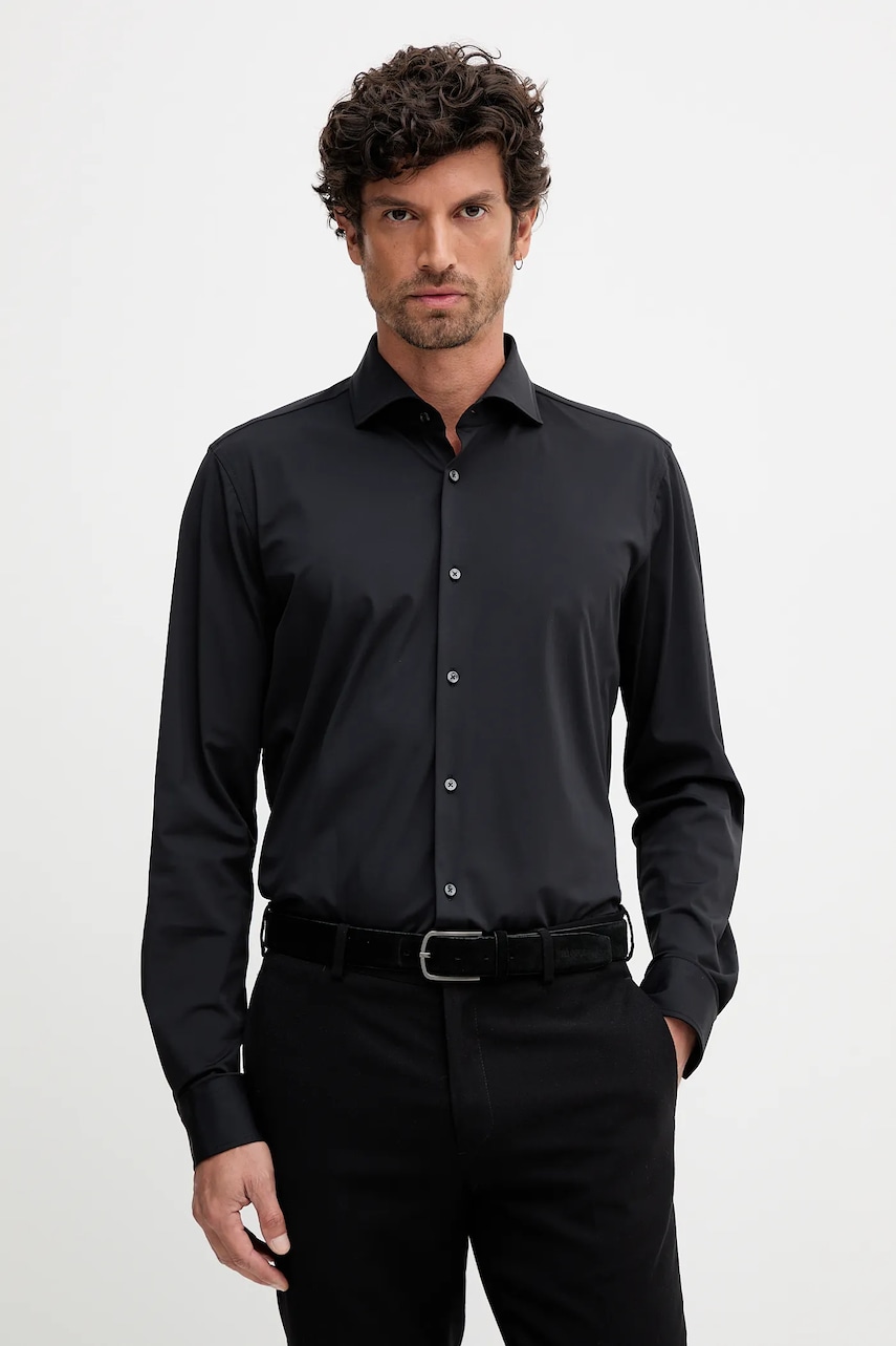 Joop! cămașă culoarea negru, cu guler italian, slim, 30048248