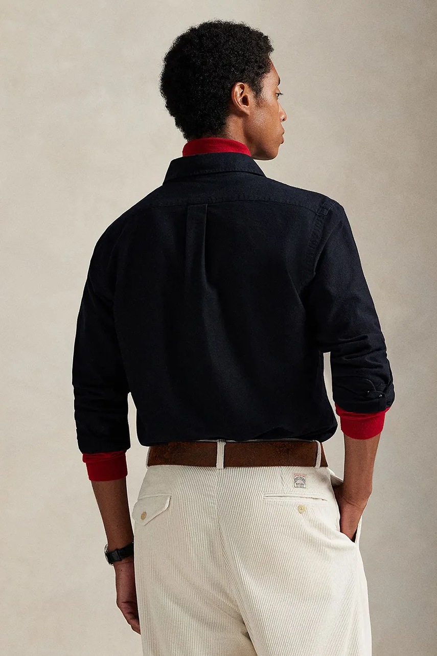 Хлопковая рубашка Polo Ralph Lauren цвет чёрный regular 710P00662