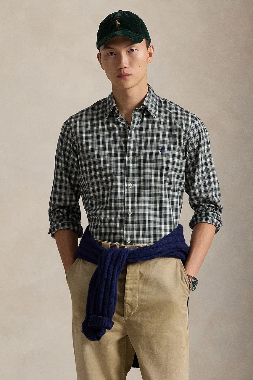 

Памучна риза Polo Ralph Lauren със стандартна кройка с яка с копче 710953644, Многоцветен