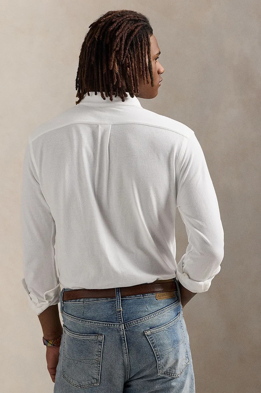Хлопковая рубашка Polo Ralph Lauren цвет белый regular воротник button-down 710979488