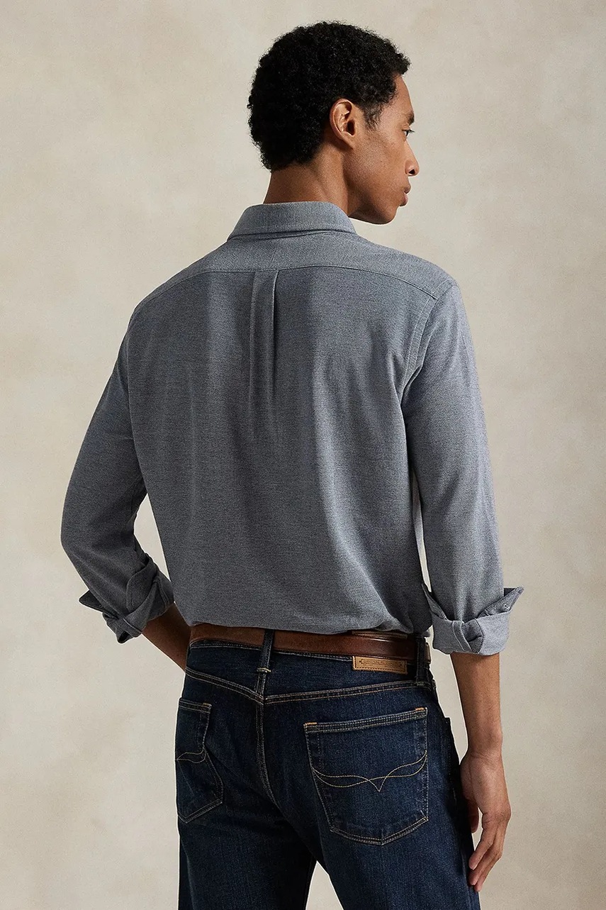 Хлопковая рубашка Polo Ralph Lauren цвет синий regular воротник button-down 710979488