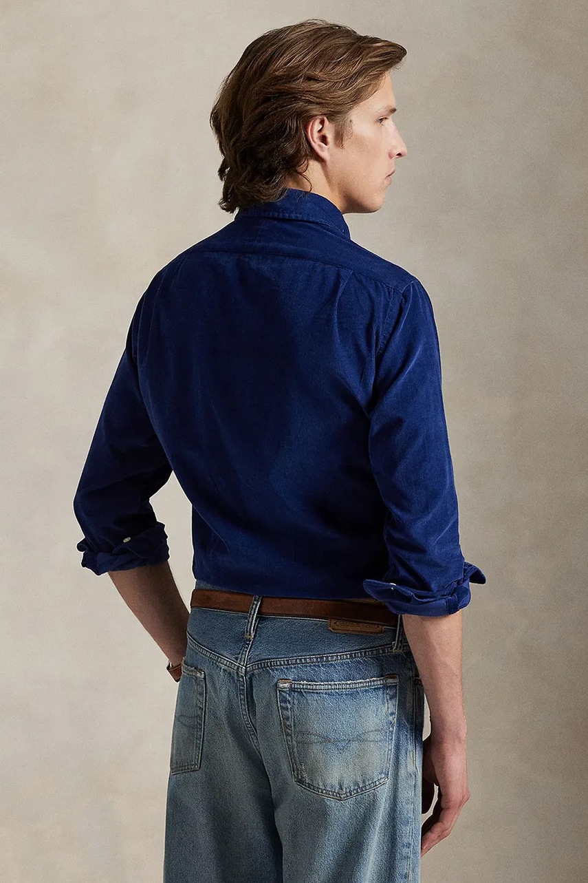 Хлопковая рубашка Polo Ralph Lauren цвет синий regular итальянский воротник 710P00518