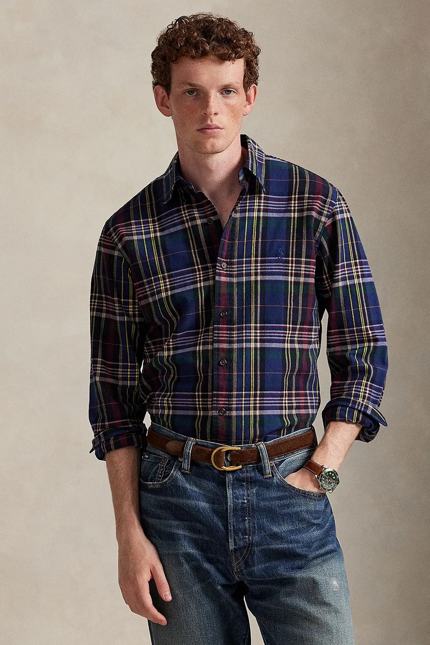 Levně Bavlněná košile Polo Ralph Lauren pánská, zelená barva, regular, s límečkem button-down, 710P00524