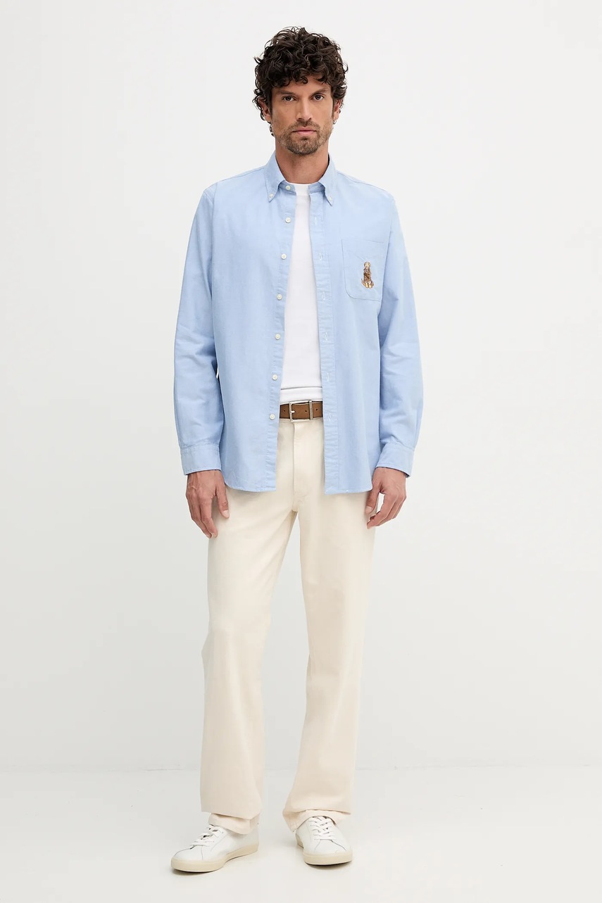 Хлопковая рубашка Polo Ralph Lauren regular воротник button-down 710P00526