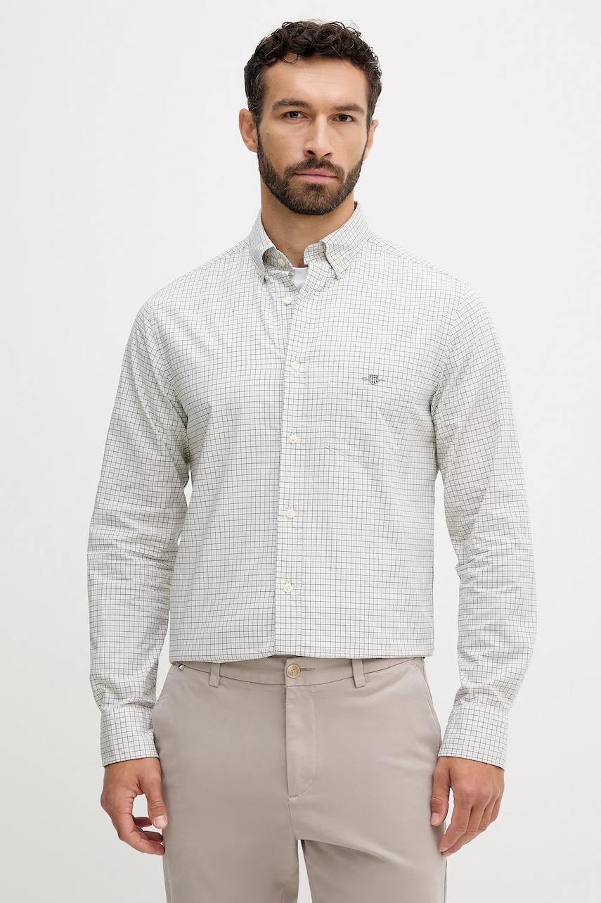 Gant cămașă din bumbac culoarea verde, cu guler clasic, regular, 3250149